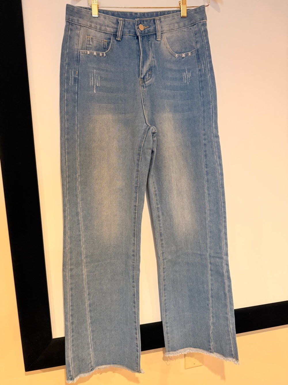 Light Blue Flare Jeans with Raw Hem